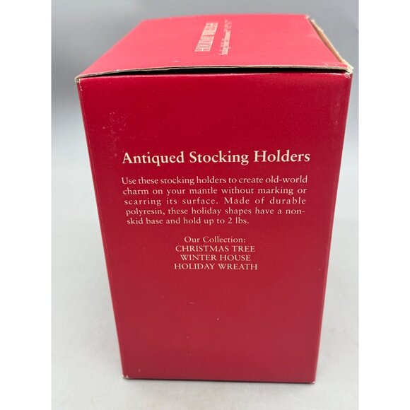 hold everything holiday wreath Christmas Stocking Holder Antiqued Polyresin READ - Picture 6 of 6